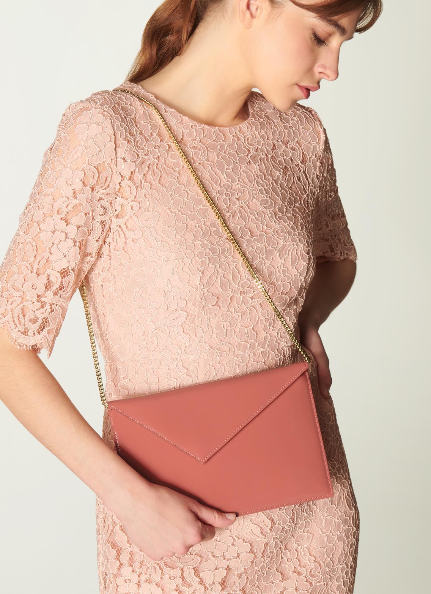 Blush patent 2024 clutch bag